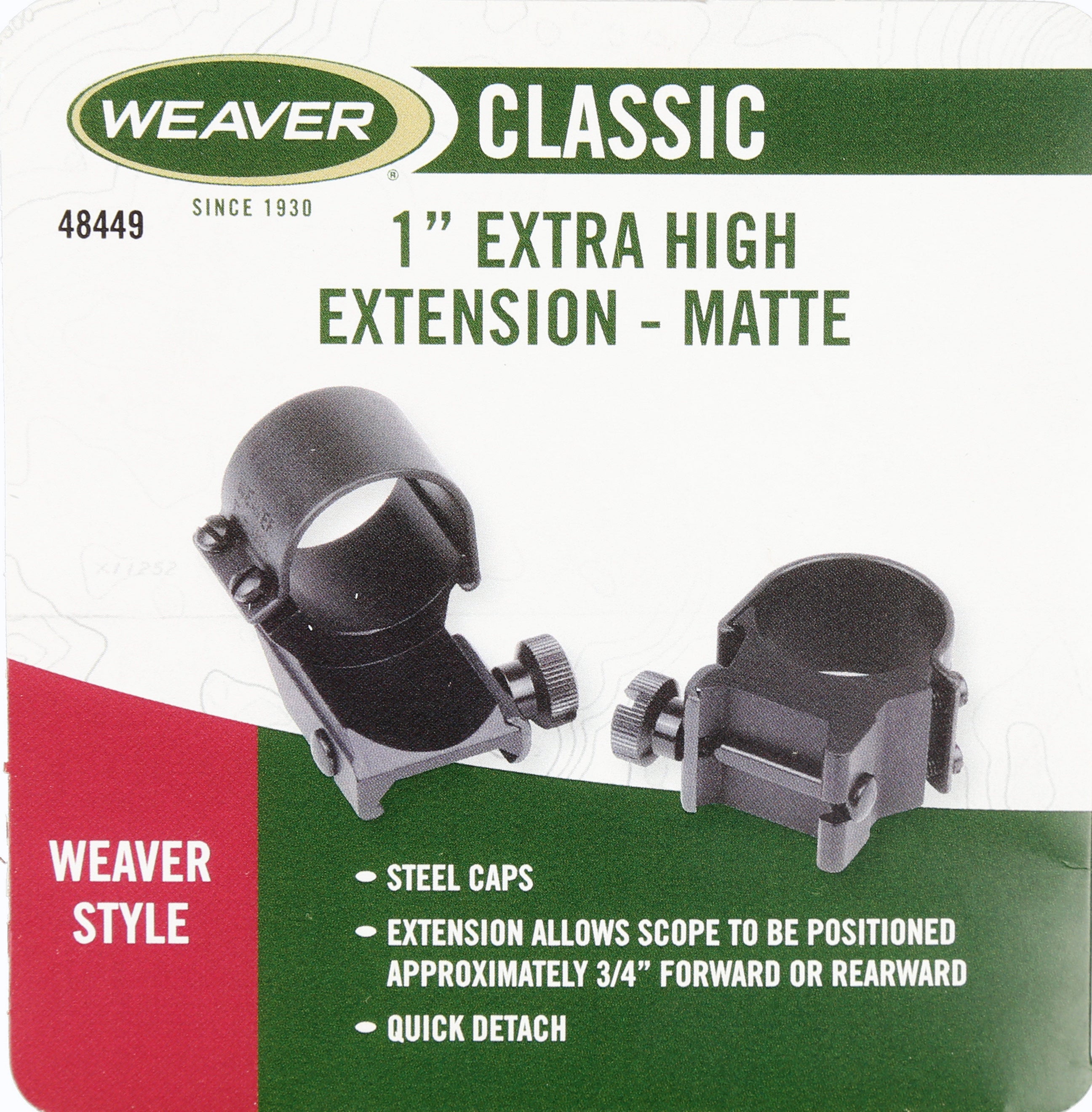 Detachable Top Mount Scope Rings - Extra High - Matte - 1 in.