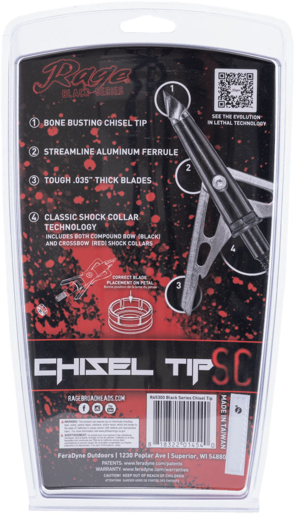 Black Series Chisel Broadheads - 3/PK
