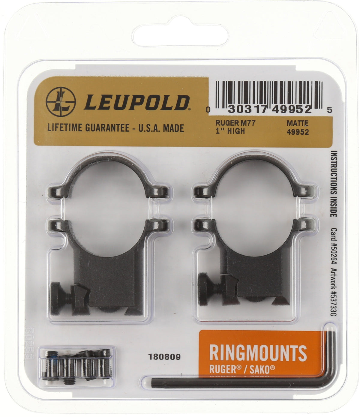 RM M77 Scope Rings - High - Matte - 1 in.