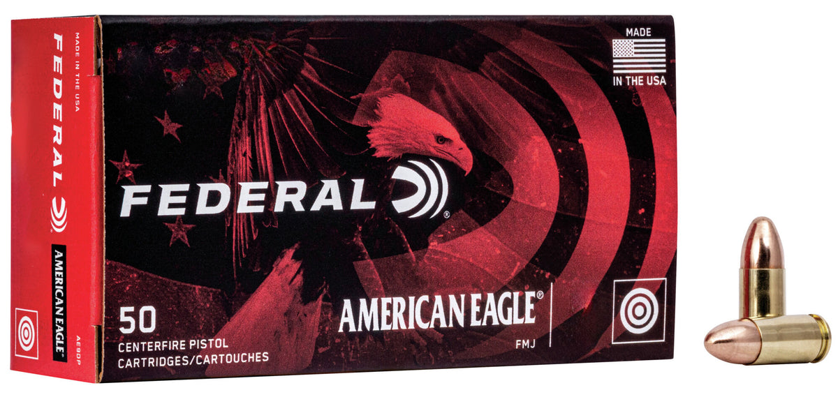 American Eagle 9 mm LUGER cal Centrefire Handgun Cartridges - 115 gr - 50/Box